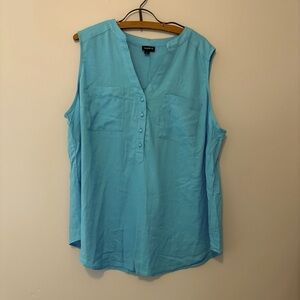 Torrid Turquoise Linen Blend Sleeveless Top Size 1X Plus